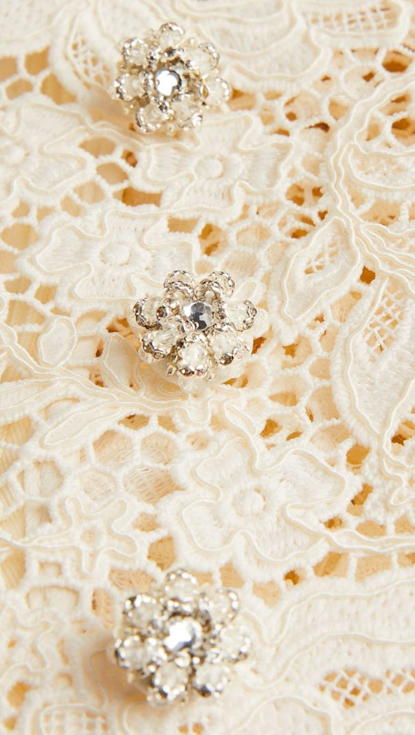 AIIZIE FLORAL LACE BOW MIDI DRESS IN IVORY - product image
