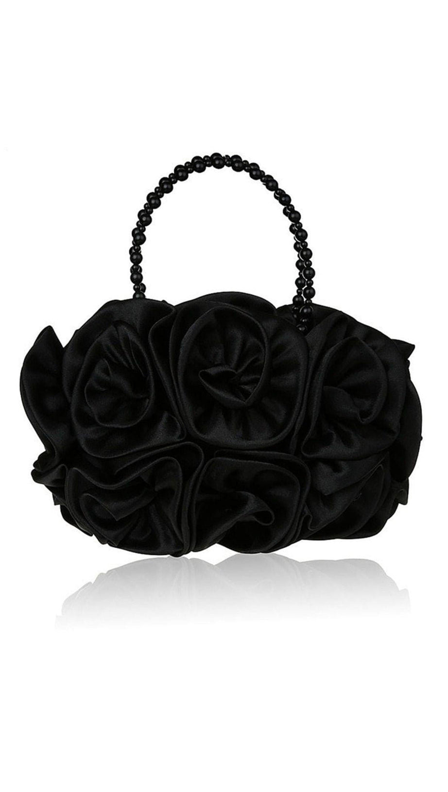 SATIN ROSETTES PEARL HANDBAG