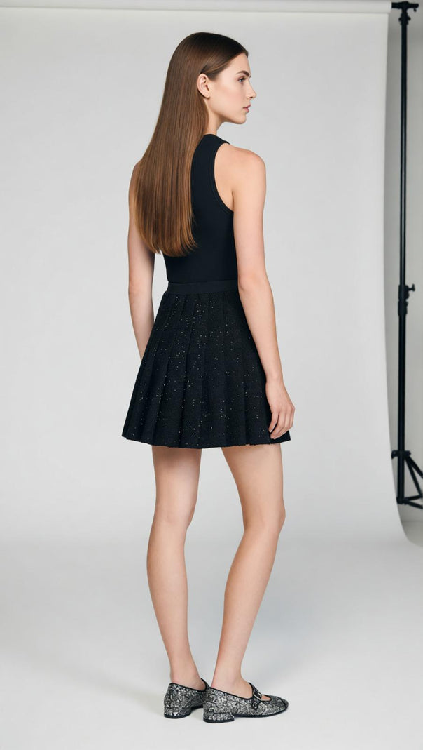 AIIZIE Chic Sparkle Tweed Pleated Mini Skirt | Day-to-Night Style - product image