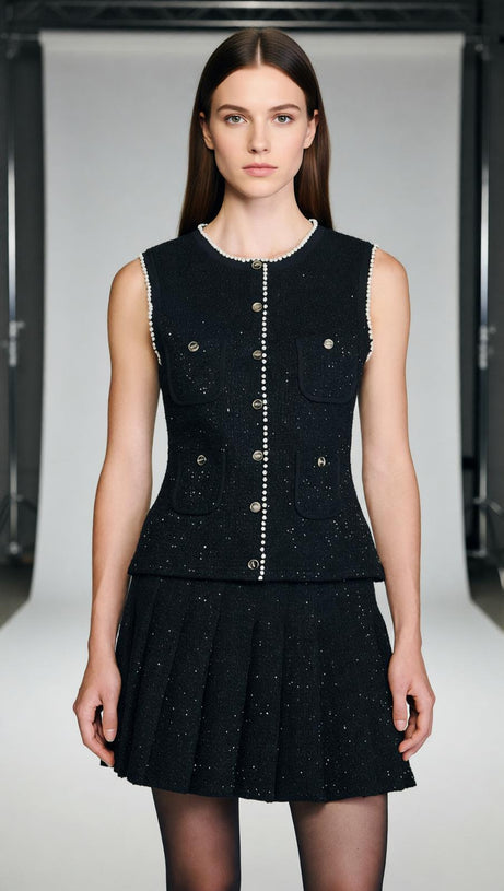 Chic Sparkle Tweed Pleated Mini Skirt | Day-to-Night Style