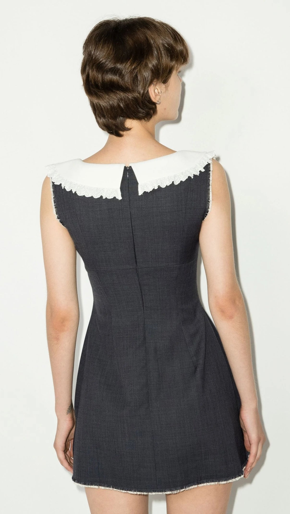 AIIZIE GREY FRILLED NECK DRESS - product image