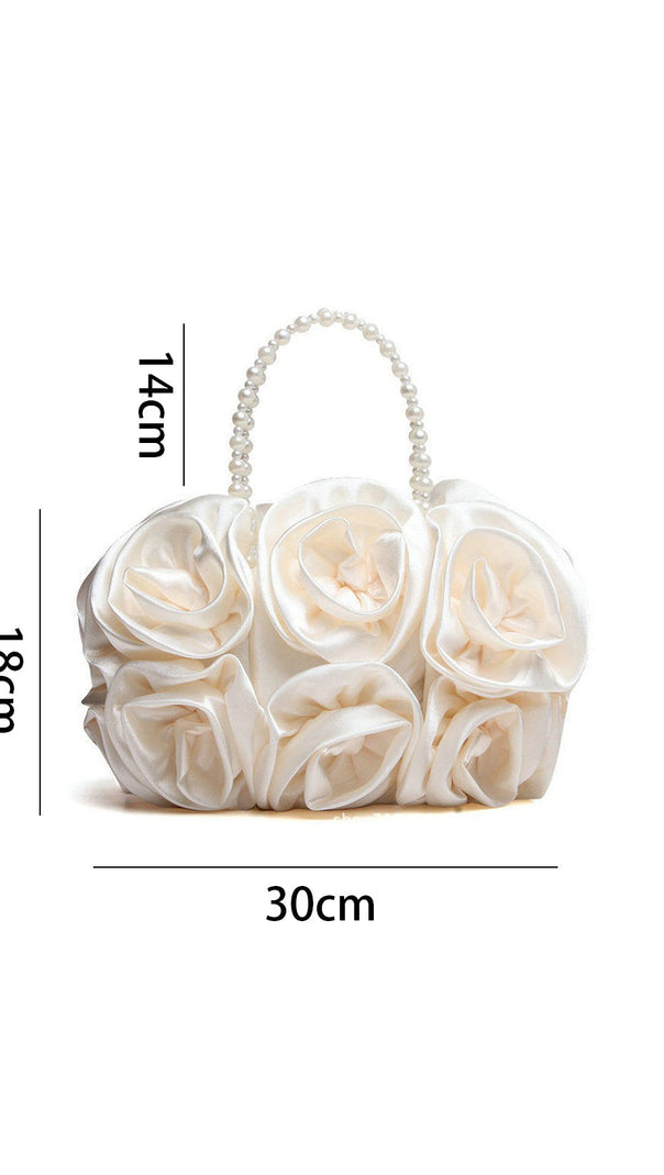 AIIZIE SATIN ROSETTES PEARL HANDBAG - product image