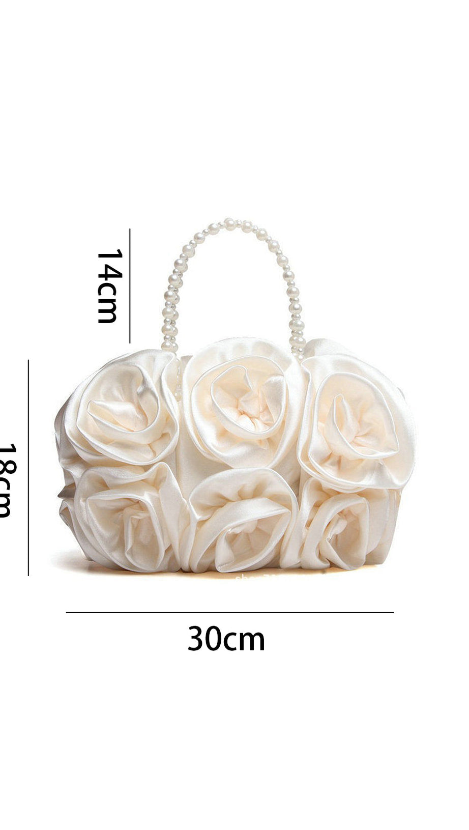 SATIN ROSETTES PEARL HANDBAG