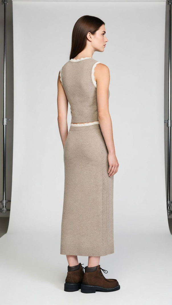 AIIZIE Elegant Sleeveless Knit Crop Top with Scalloped Pointelle Trim - product image