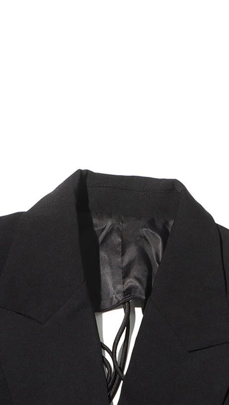 BLAZER VIENNA CON FRANGE CAVA SENZA SCHIENA IN NERO