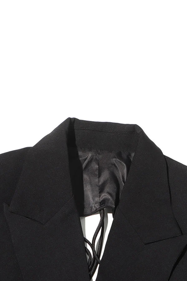 AIIZIE VIENNA HOLLOW FRINGE BACKLESS BLAZER IN BLACK - product image