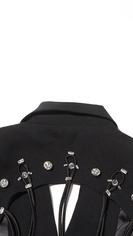 BLAZER VIENNA CON FRANGE CAVA SENZA SCHIENA IN NERO