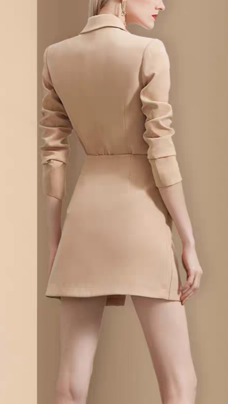 AUTUMN IRREGULAR DESIGN SOLID COLOR BLAZER & SKIRT SET