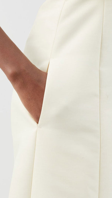 STRAPLESS COTTON-BLEND MIDI DRESS