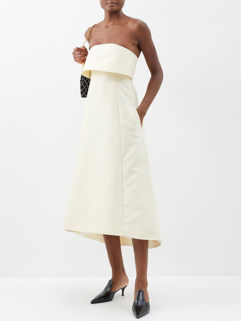 AIIZIE STRAPLESS COTTON-BLEND MIDI DRESS - product image