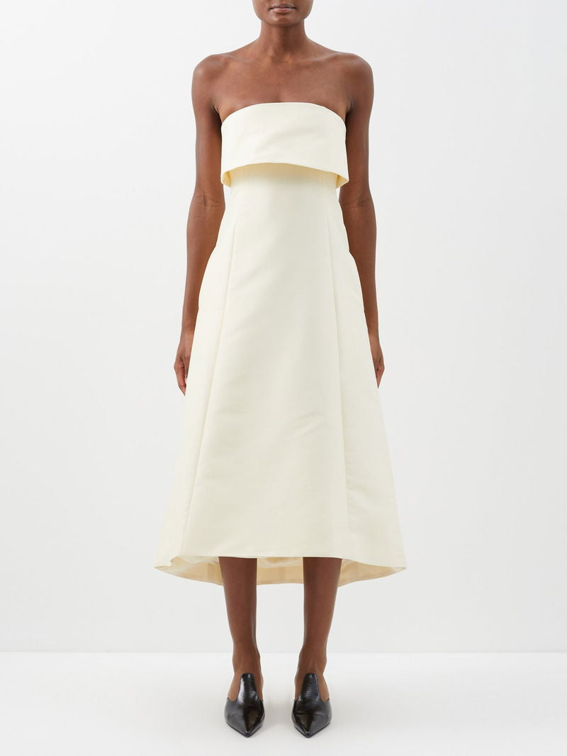 AIIZIE STRAPLESS COTTON-BLEND MIDI DRESS - product image