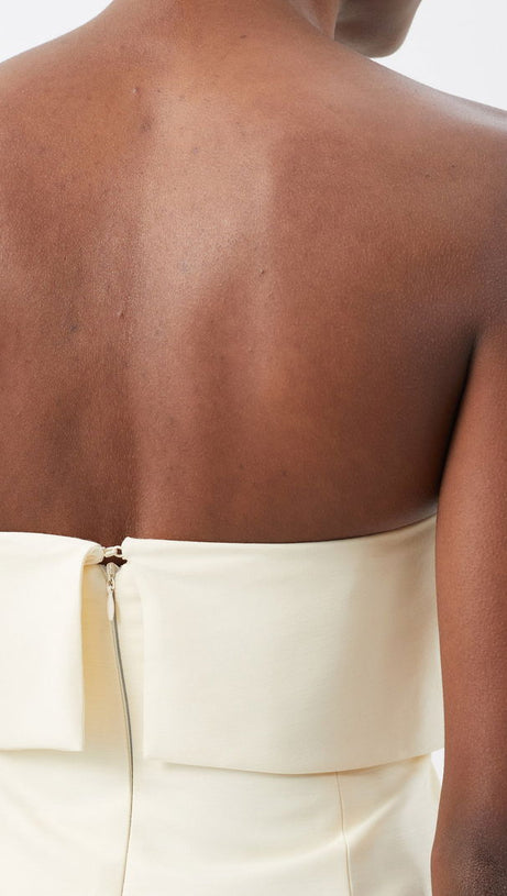 STRAPLESS COTTON-BLEND MIDI DRESS