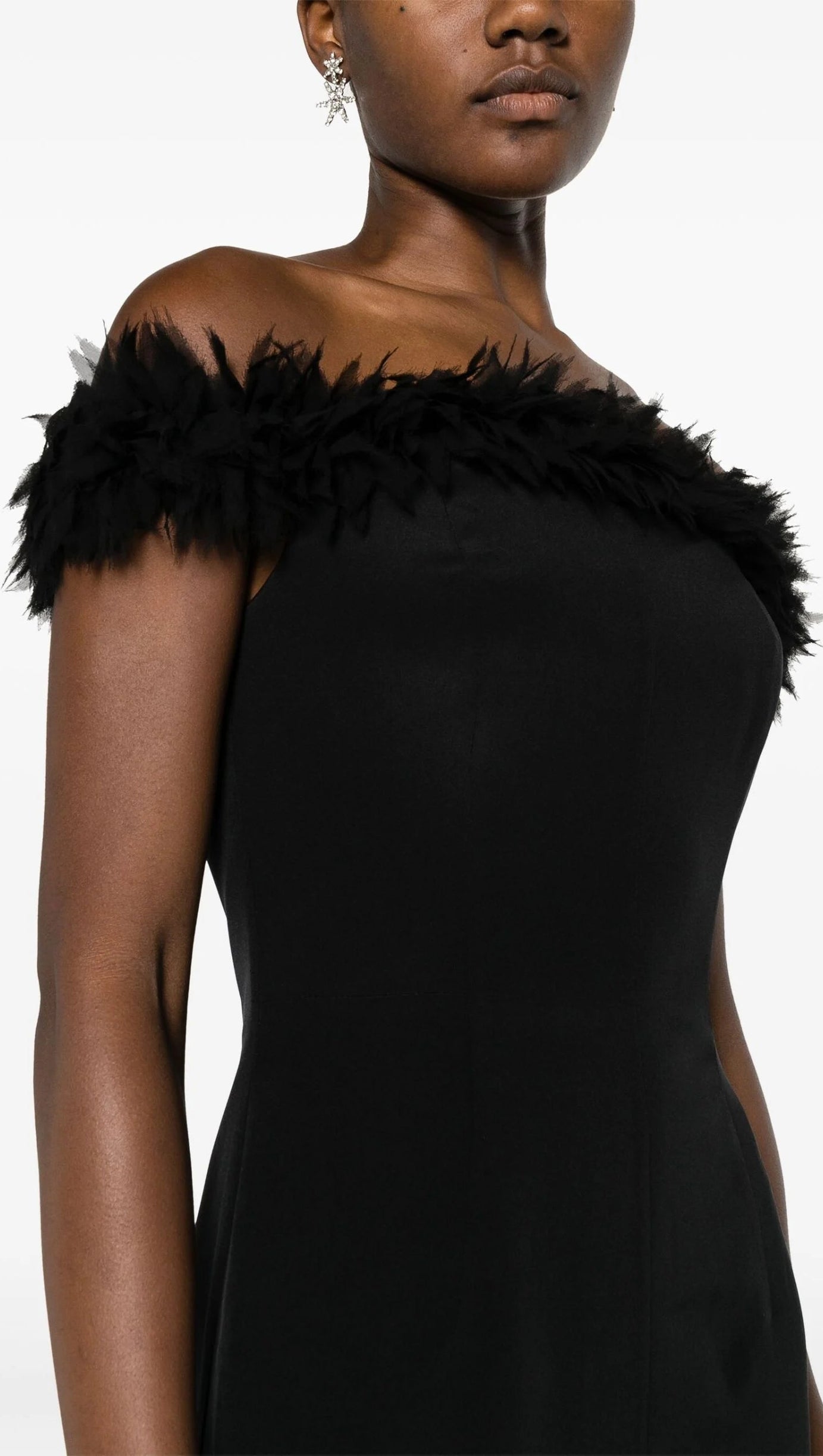 BLACK BOHDI APPLIQUÉD SILK GOWN