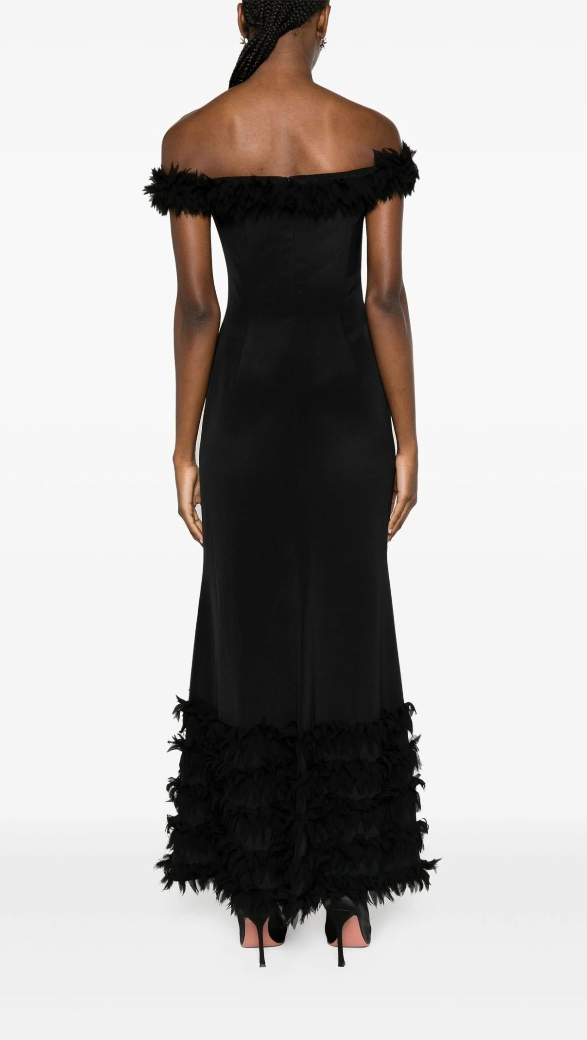AIIZIE BLACK BOHDI APPLIQUÉD SILK GOWN - product image