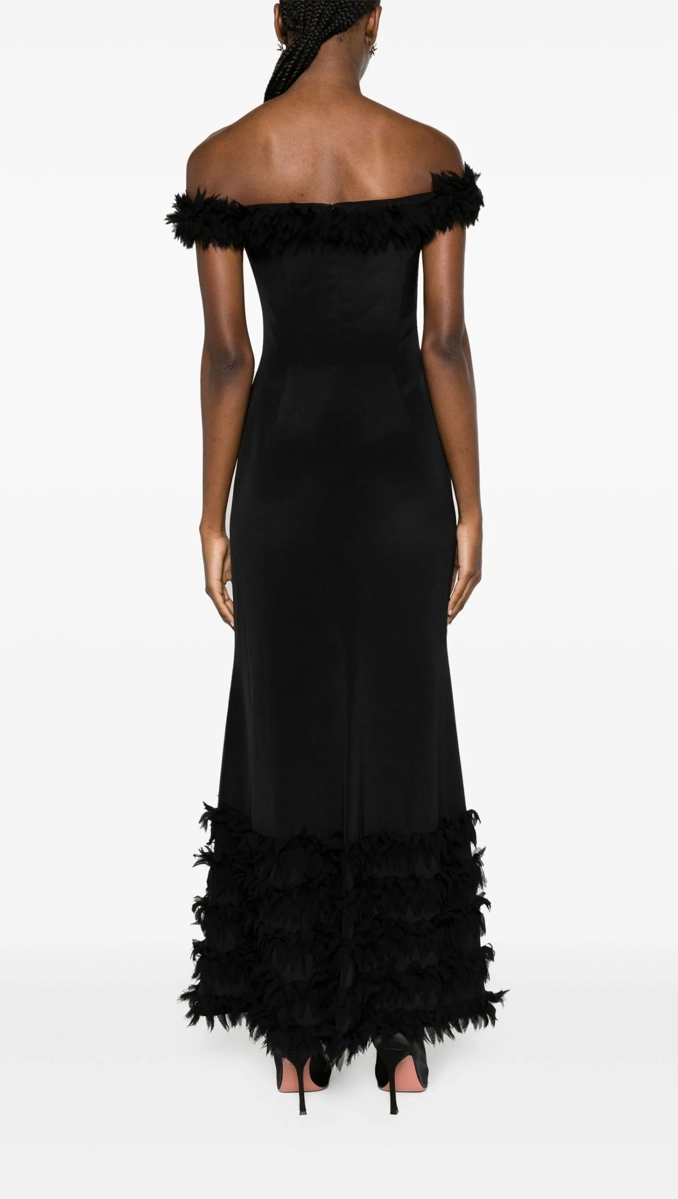 BLACK BOHDI APPLIQUÉD SILK GOWN