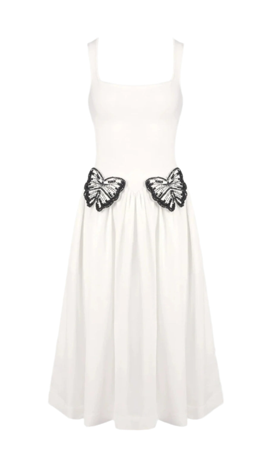 Abito midi in maglia decorato con farfalle