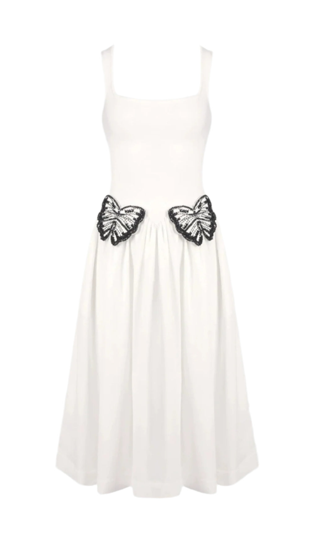 BUTTERFLY EMBELLISHED KNIT MIDI DRESS