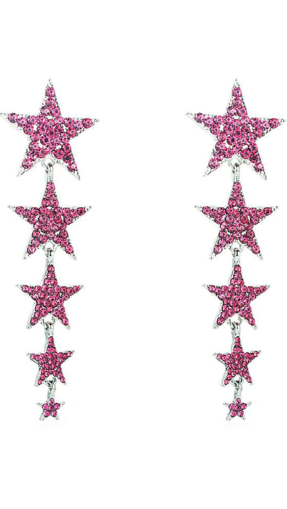 FUCHSIA FIVE-POINTED STARS PROM EARRINGS
