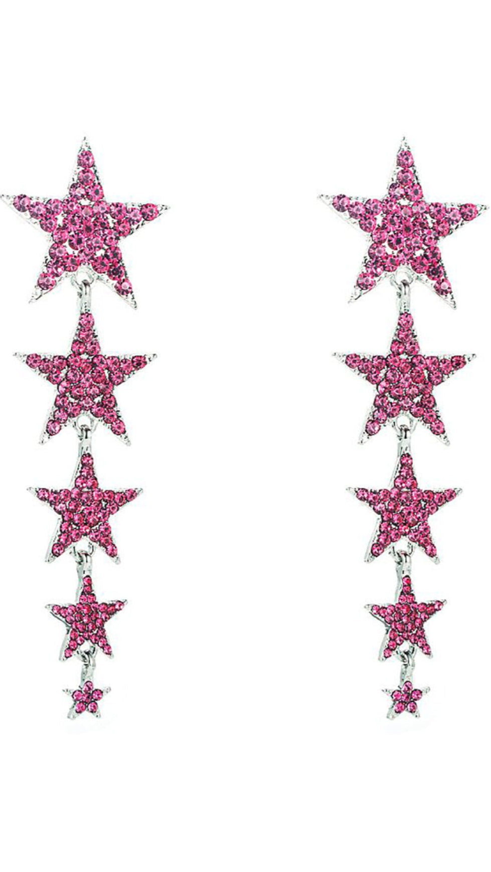 FUCHSIA FIVE-POINTED STARS PROM EARRINGS