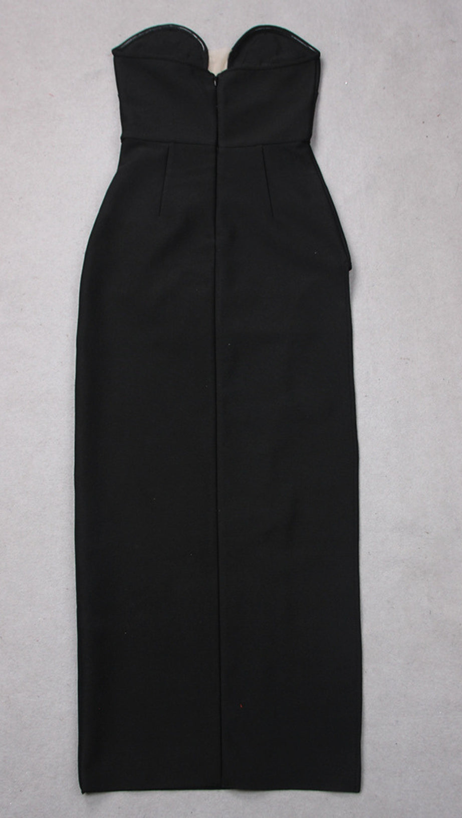 STRAPLESS SILVER - SEQUIN FLORAL - BIRD SLIT MAXI DRESS IN BLACK