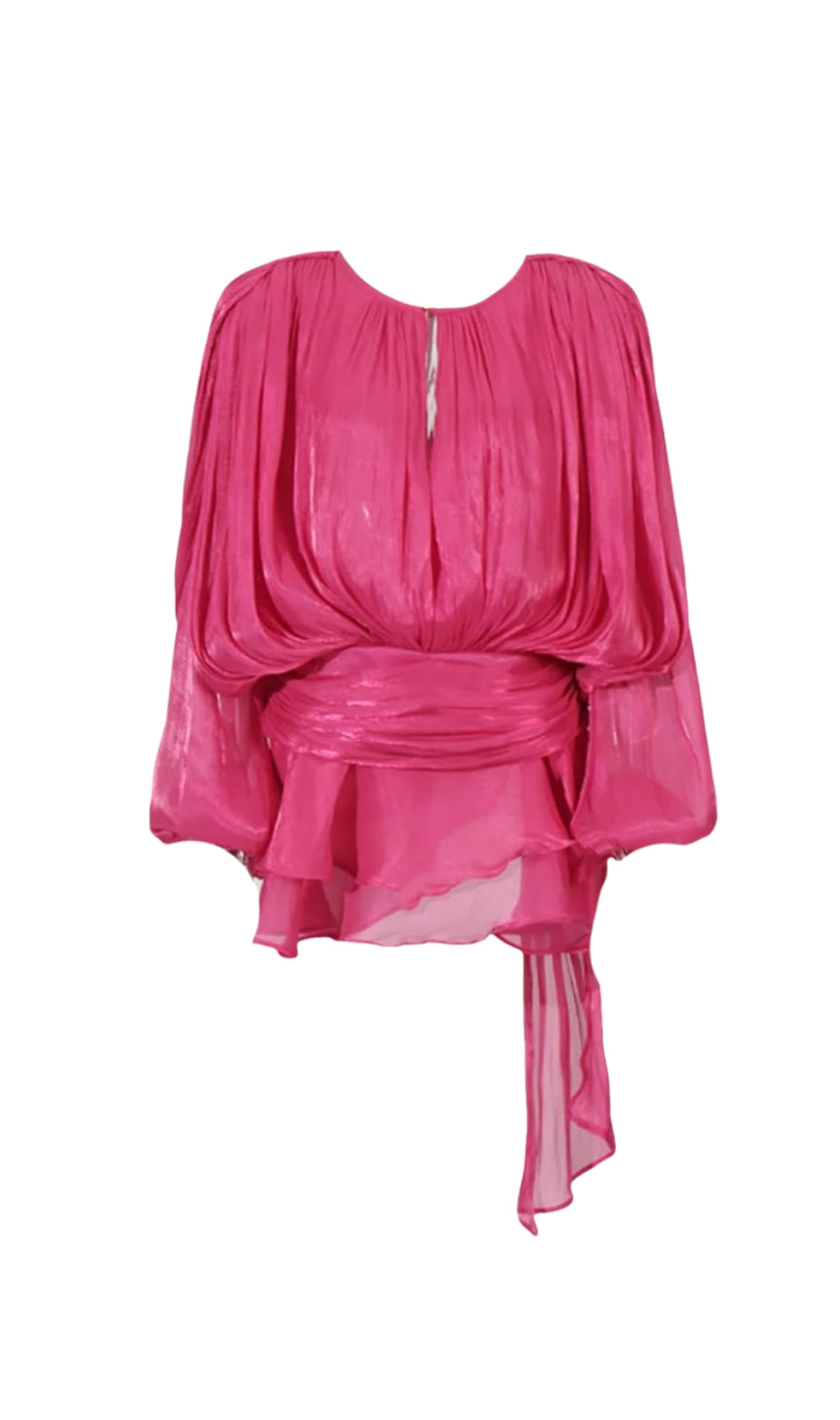 Hermosa – Minikleid mit Ballonärmeln und Rüschen in Rosérot