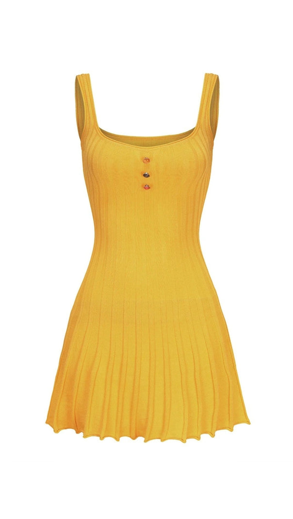 AIIZIE DORIS GOLF KNITTED SUSPENDER MINI DRESS IN YELLOW - product image