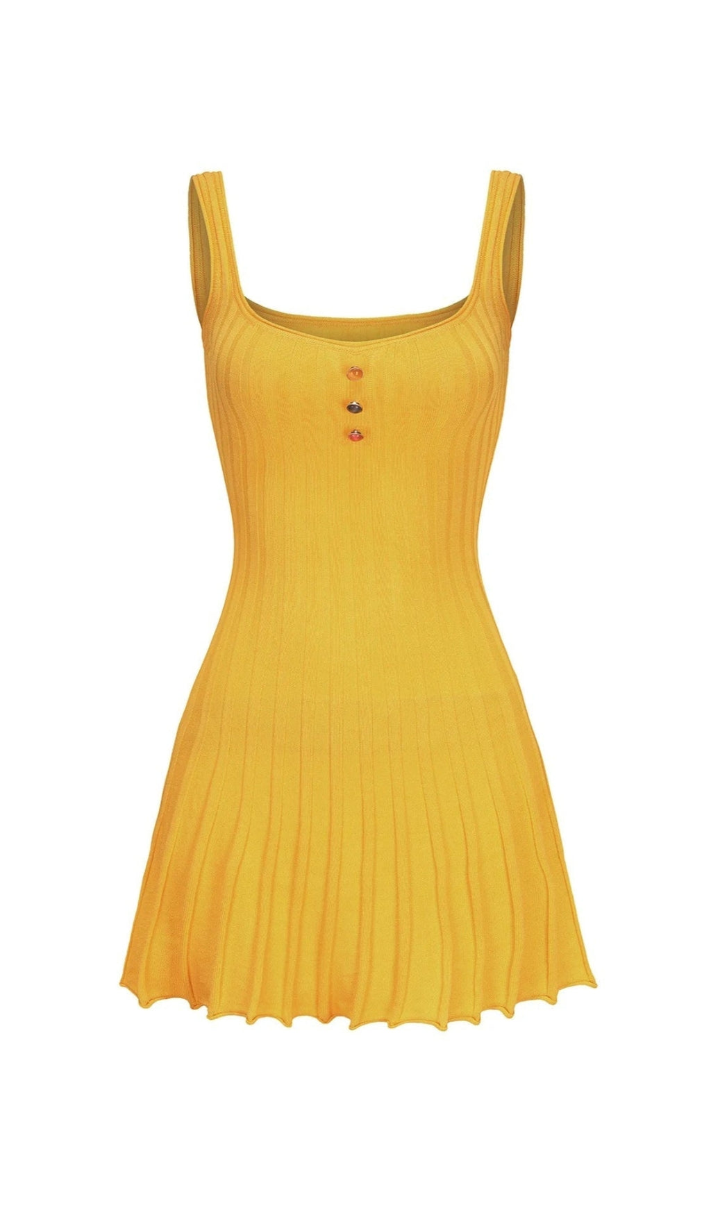 DORIS GOLF KNITTED SUSPENDER MINI DRESS IN YELLOW