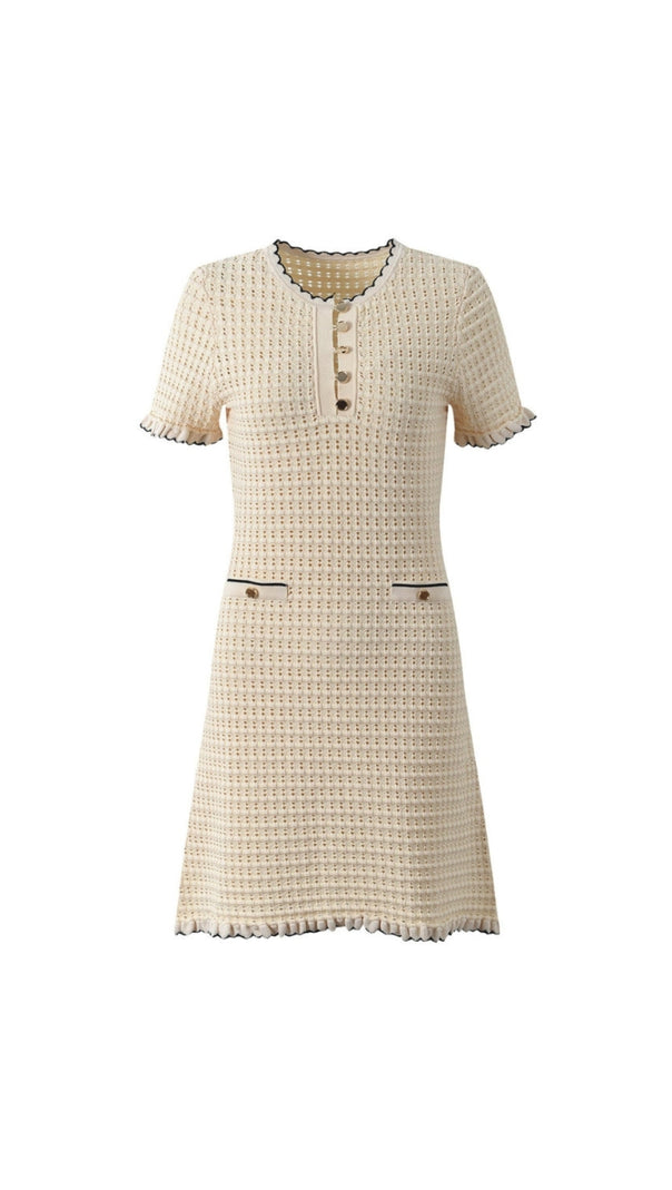 AIIZIE SIMONA HOLLOW KNIT MINI DRESS IN APRICOT - product image