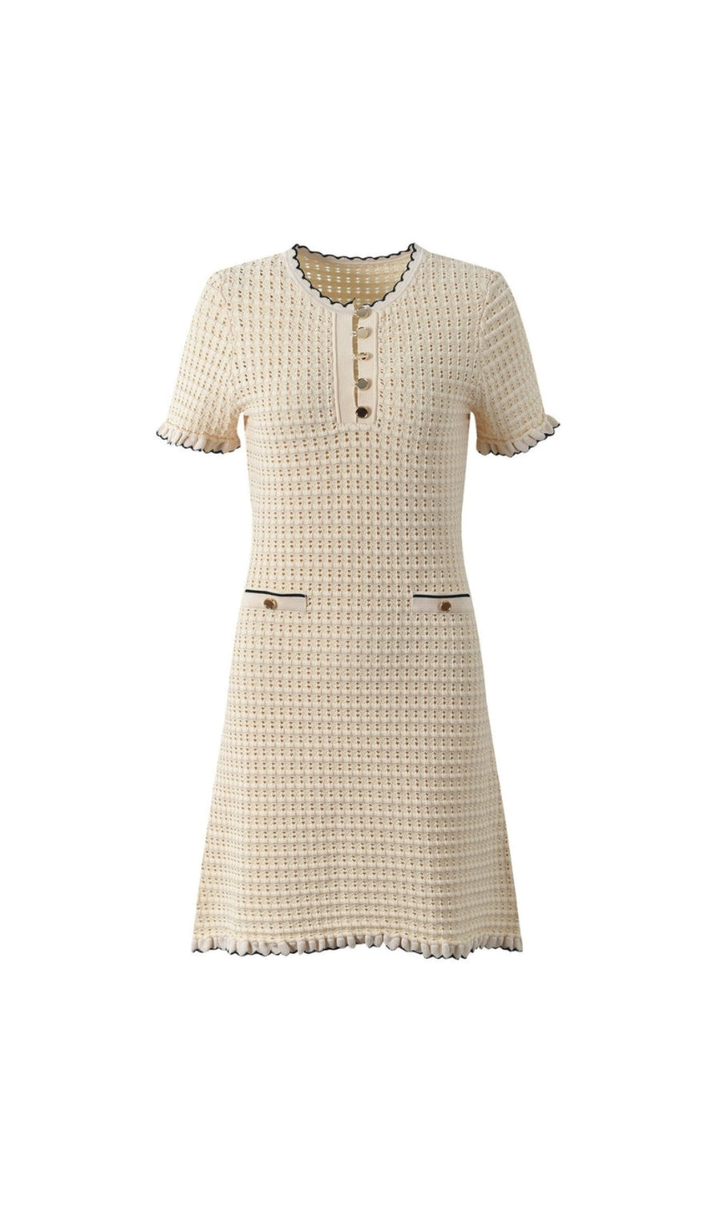 SIMONA HOLLOW KNIT MINI DRESS IN APRICOT