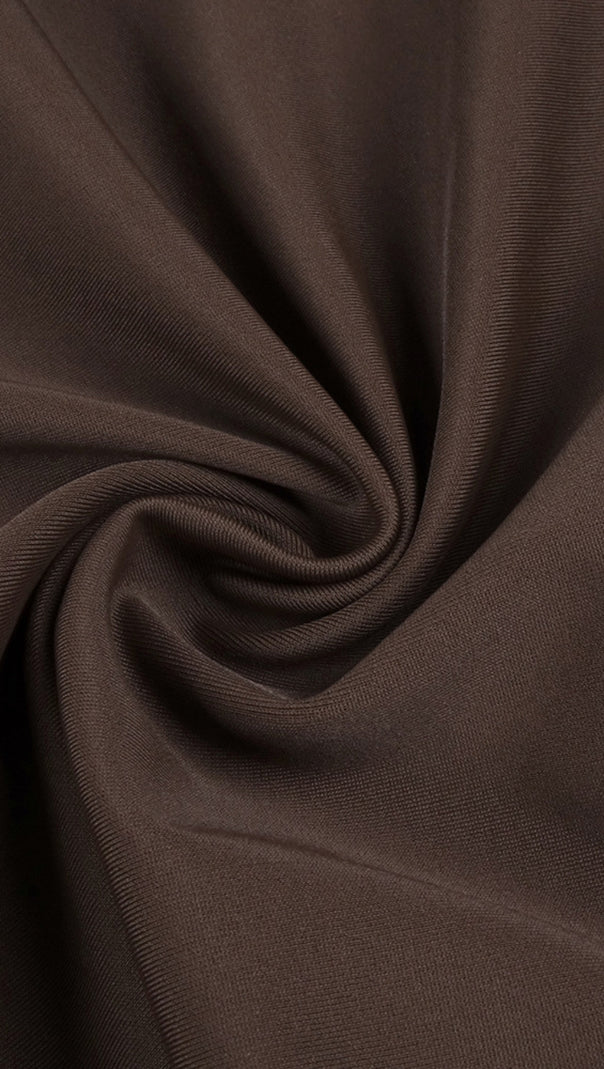 AIIZIE HALTER NECK MESH PANELED MAXI DRESS IN BROWN - product image