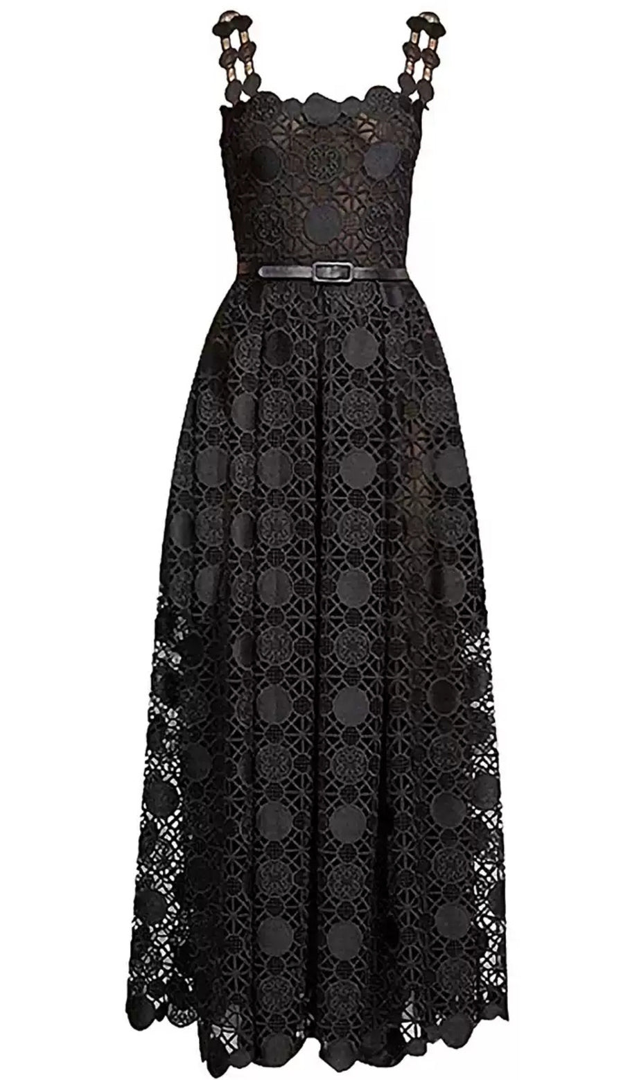 Black Lace Strapless Maxi Dress