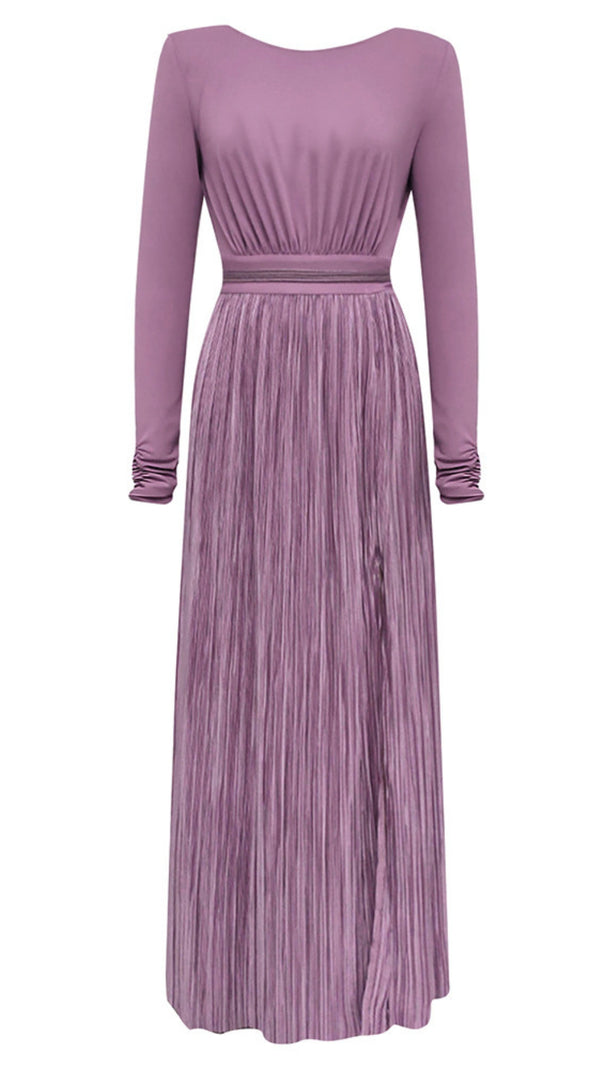 AIIZIE LONG - SLEEVE PLEATED - WAIST MAXI DRESS IN LILAC - product image