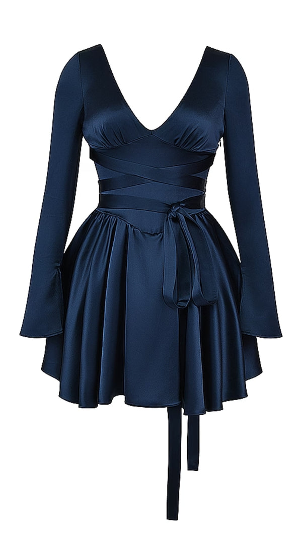 AIIZIE PLUNGE V-NECK MINI DRESS IN NAVY - product image
