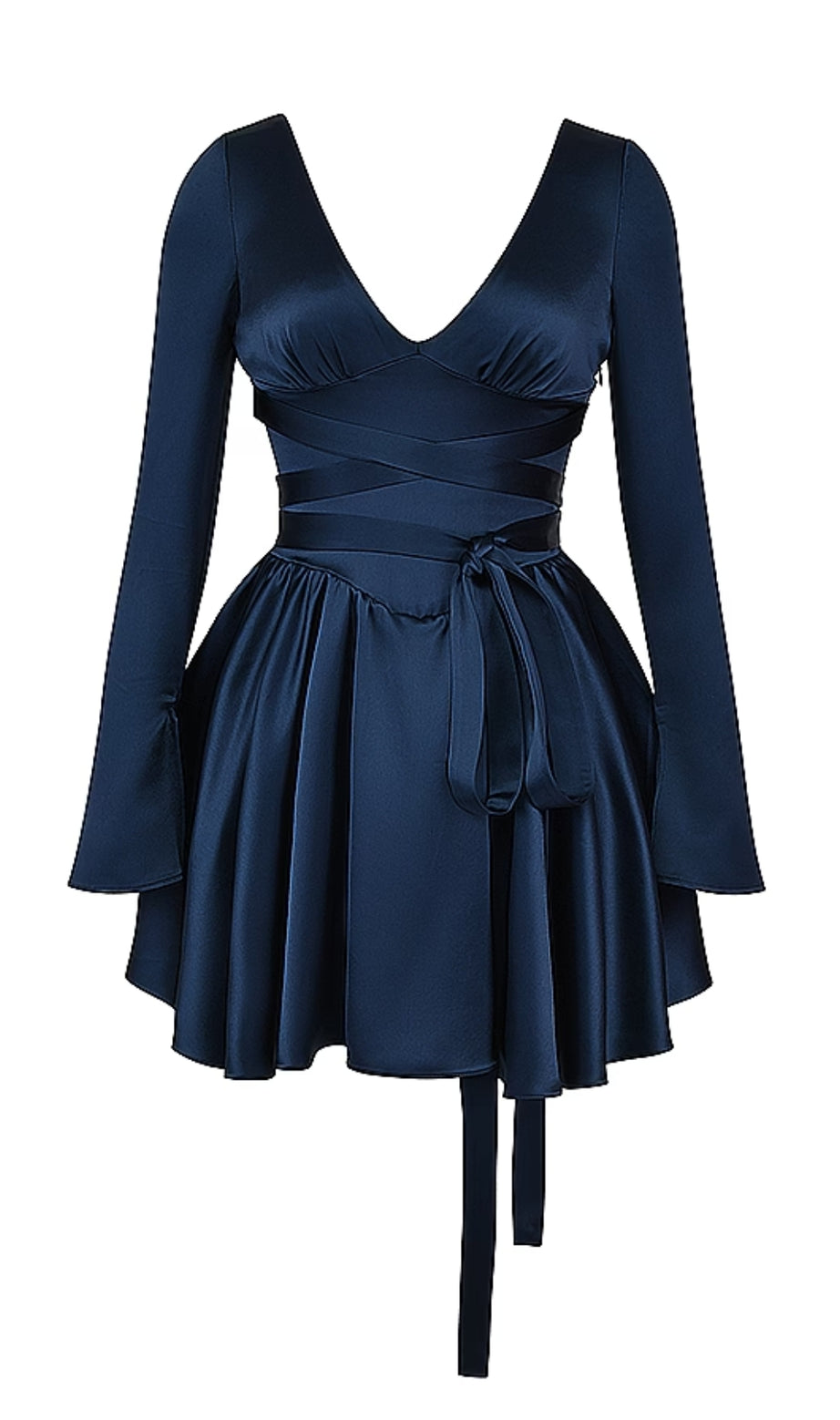 miniabito blu navy con scollo a V profondo