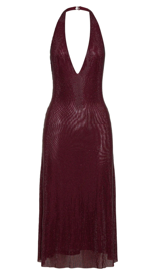 AIIZIE DIAMOND HALTER NECK MIDI DRESS - product image