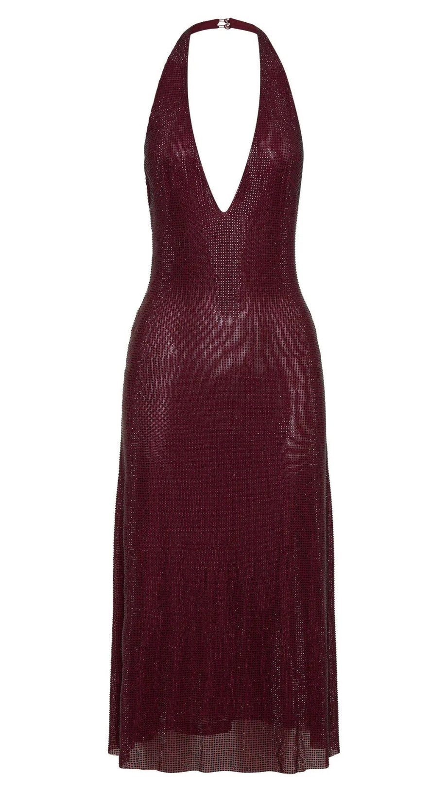 Abito midi con scollo all'americana e diamanti