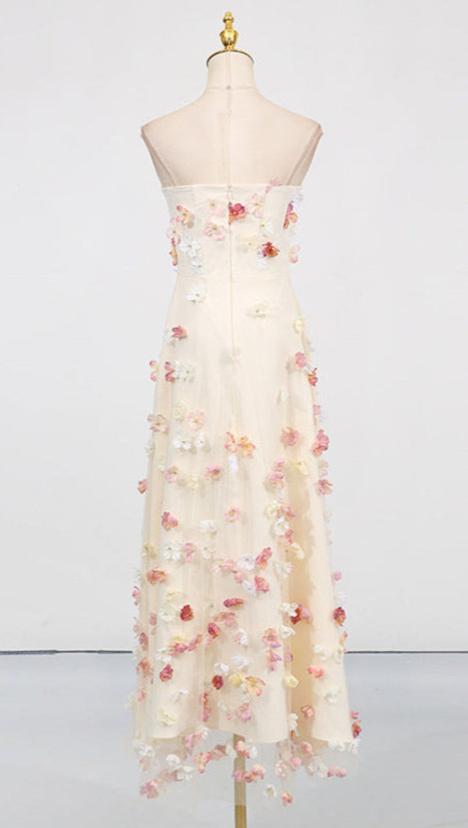 OFF-SHOULDER EMBROIDERED MAXI DRESS IN APRICOT