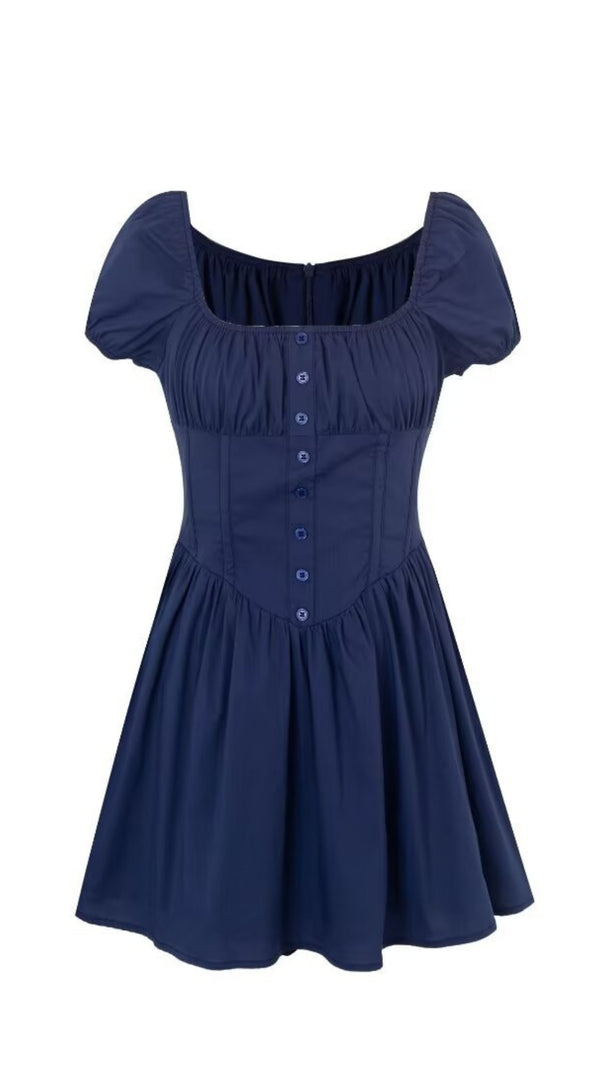 AIIZIE NAVY BLUE GATHERED MINI DRESS - product image