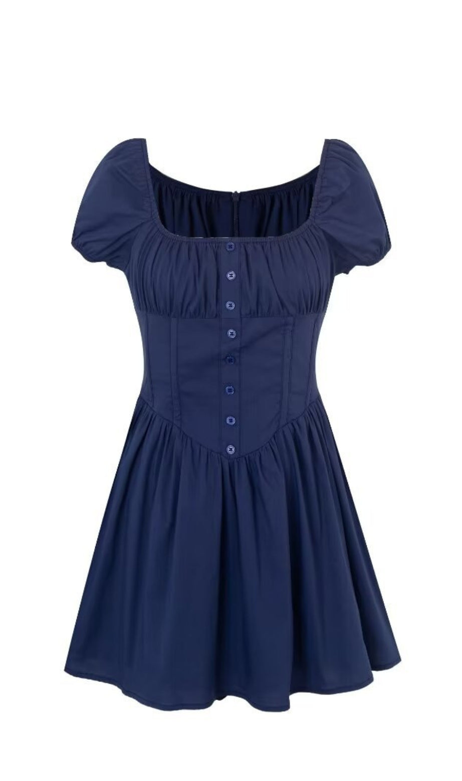 NAVY BLUE GATHERED MINI DRESS