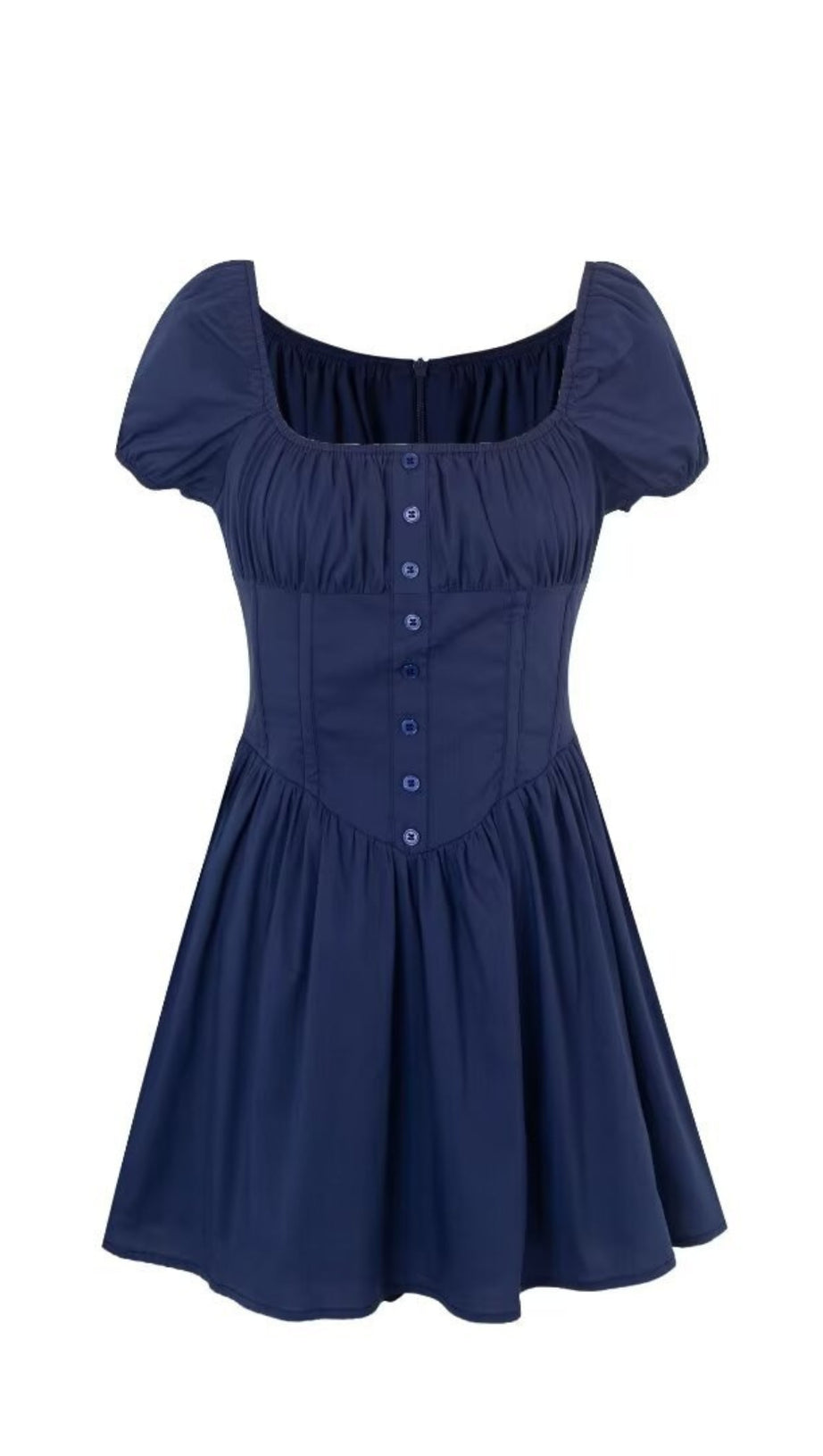 NAVY BLUE GATHERED MINI DRESS