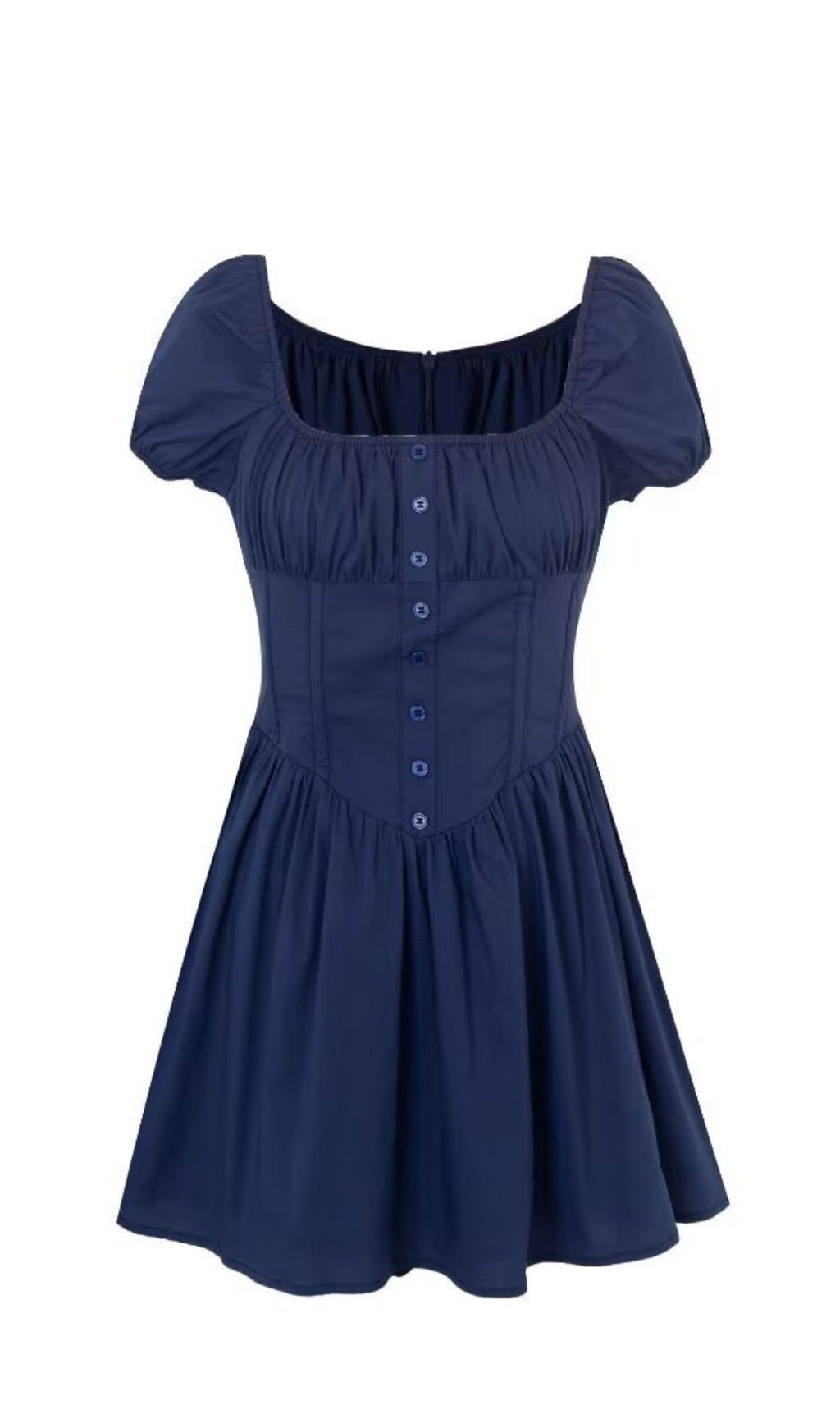NAVY BLUE GATHERED MINI DRESS