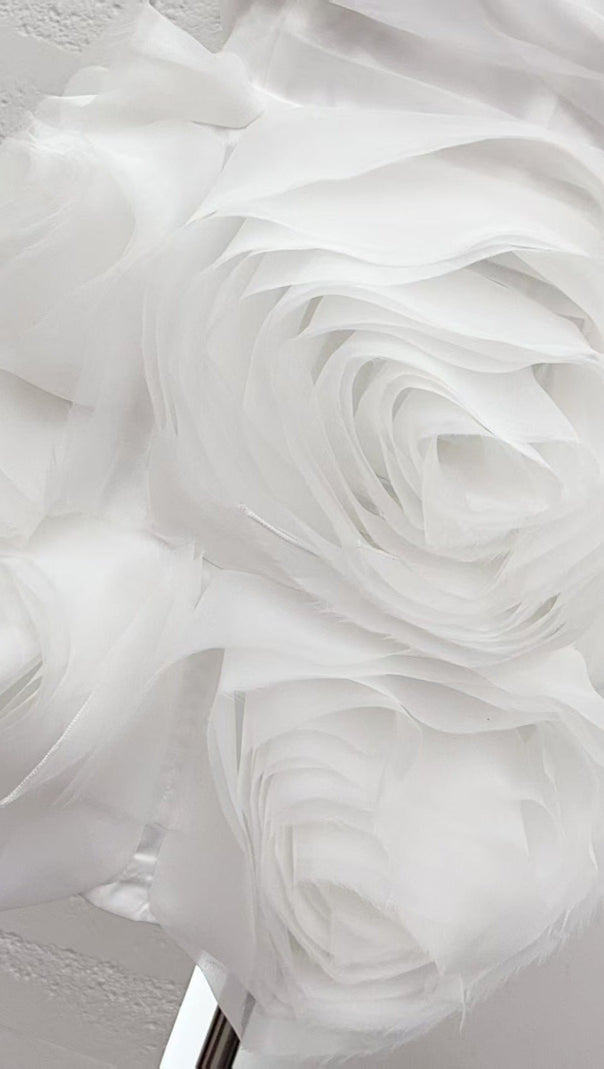 AIIZIE GEORGIA APPLIQUÉD ORGANZA WHITE MINI DRESS - product image