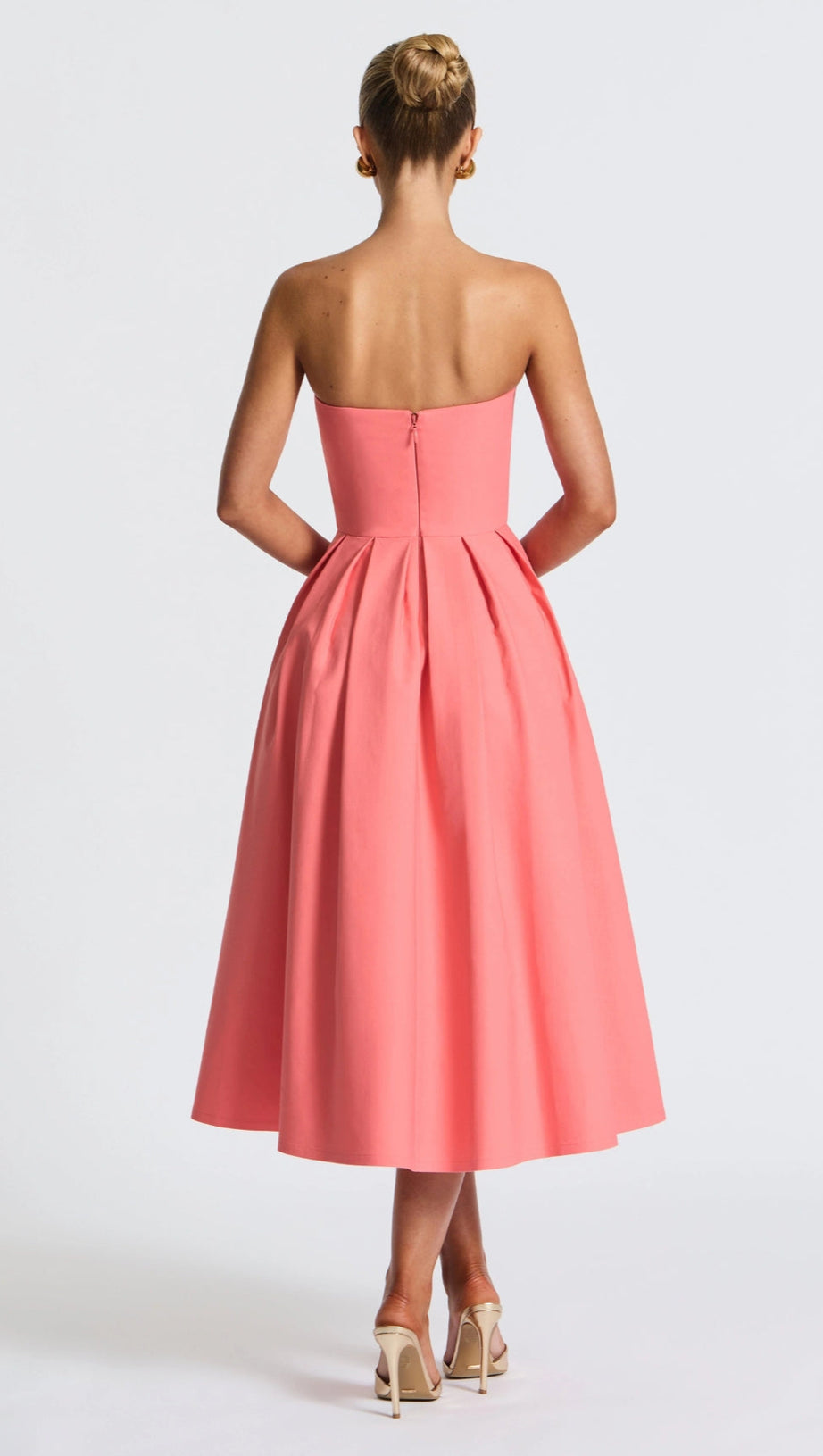 EDITH MIDI DRESS - CORAL PINK
