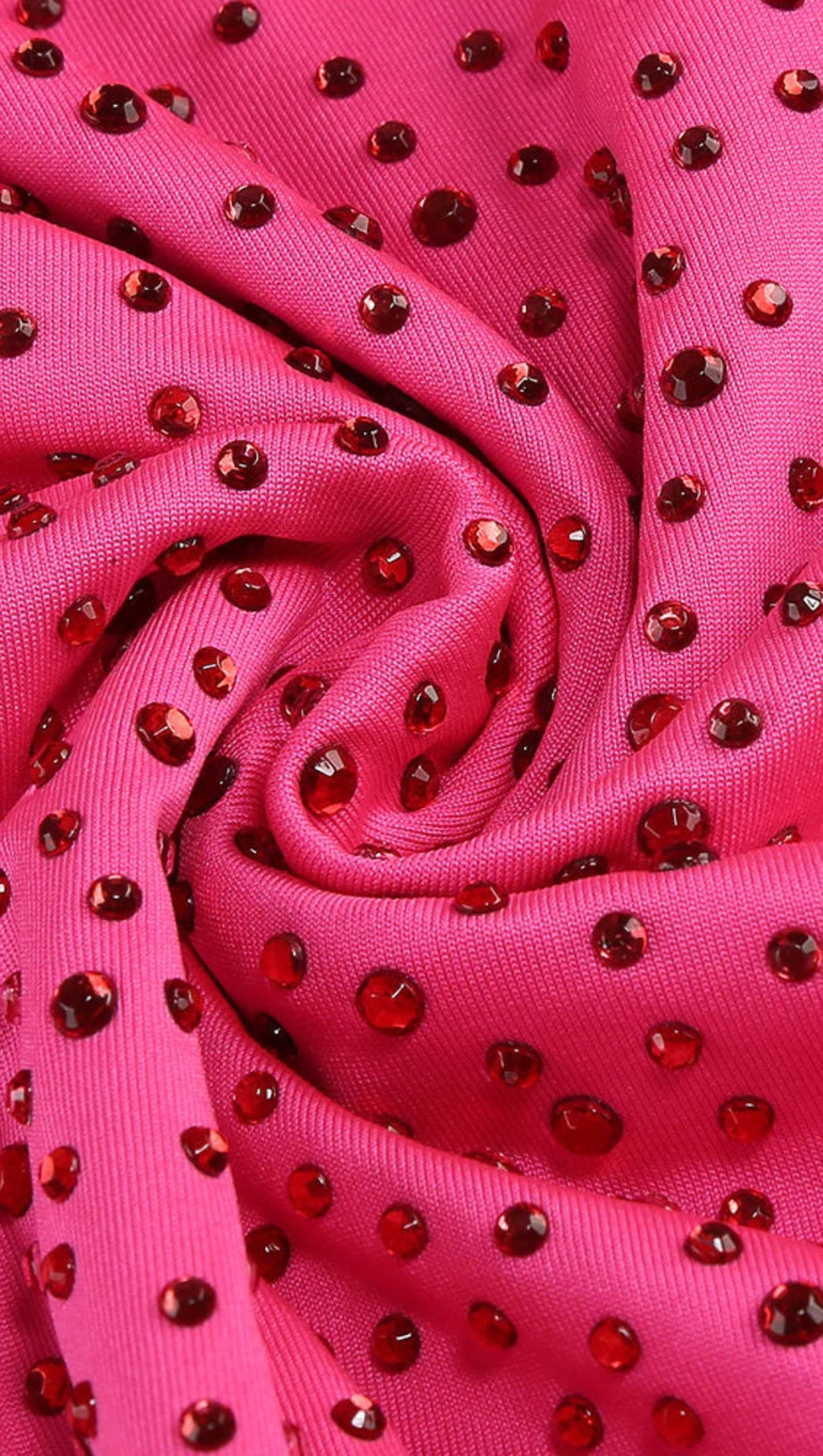 ABITO LUNGO CON TAGLIO E CRISTALLI CLAIRE IN ROSSO ROSA