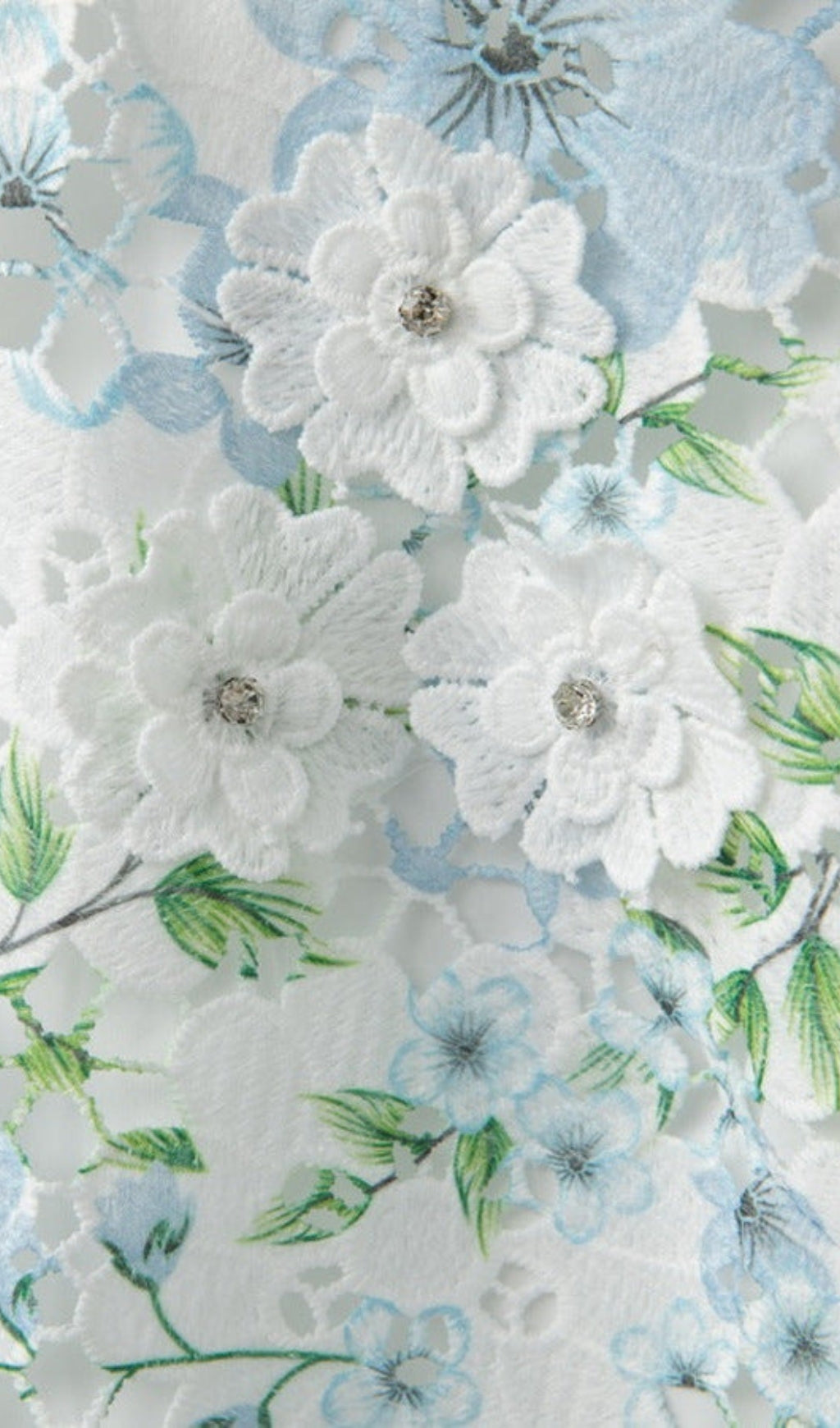 AIIZIE HAZEL FLORAL PRINTED LACE MINI DRESS IN SKY BLUE - product image