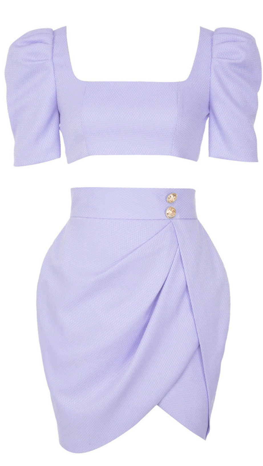 TARO PURPLE VINTAGE SQUARE - NECK PUFF  TWO - PIECE SET