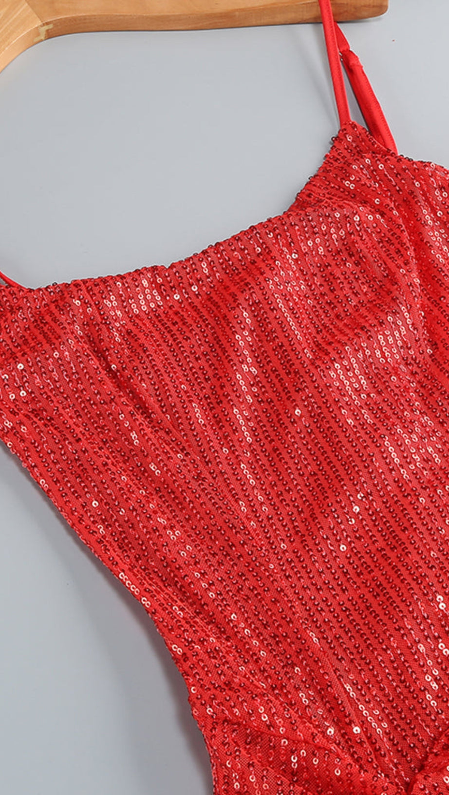 SLIP SEQUIN DRAPED SLIT MAXI DRESS