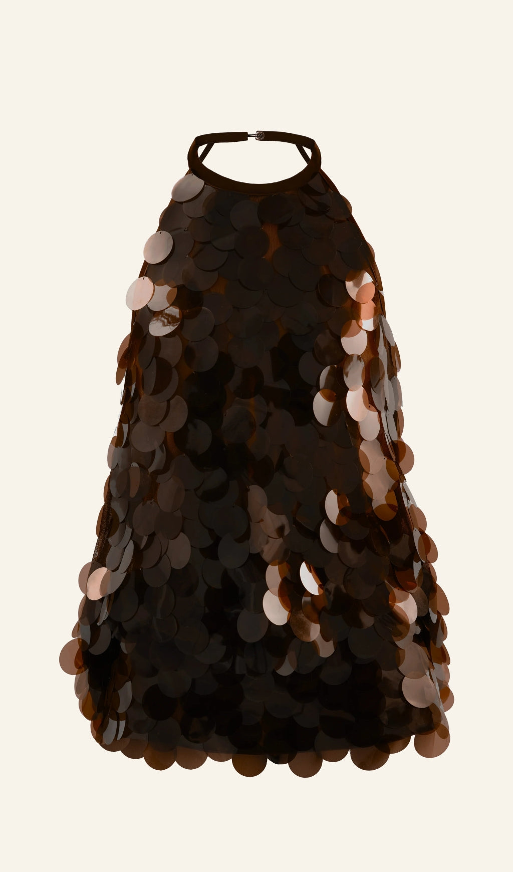 SHIRLEY SEQUIN HALTER BACKLESS MINI DRESS IN BROWN