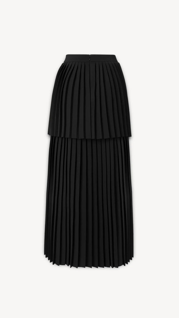 AIIZIE SLEEVELESS PLEATED LAYER SKIRT SUIT IN BLACK - product image