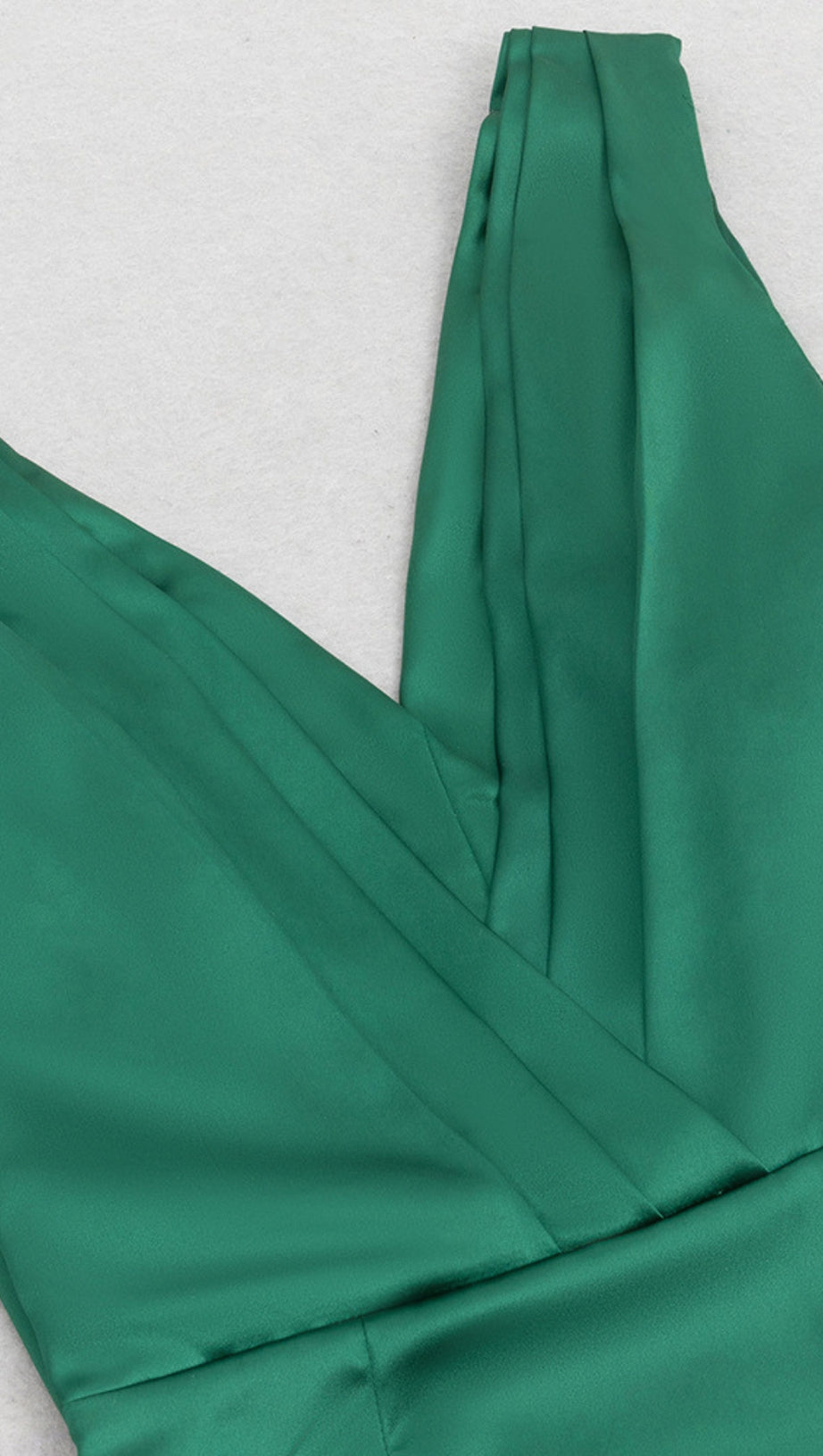 SATIN V - NECK CAPE - SLEEVE MERMAID MAXI DRESS IN GREEN